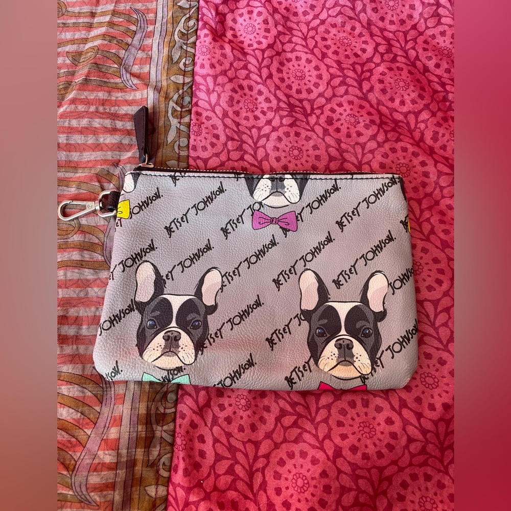 Betsey Johnson Frenchie/French Bulldog travel pouch